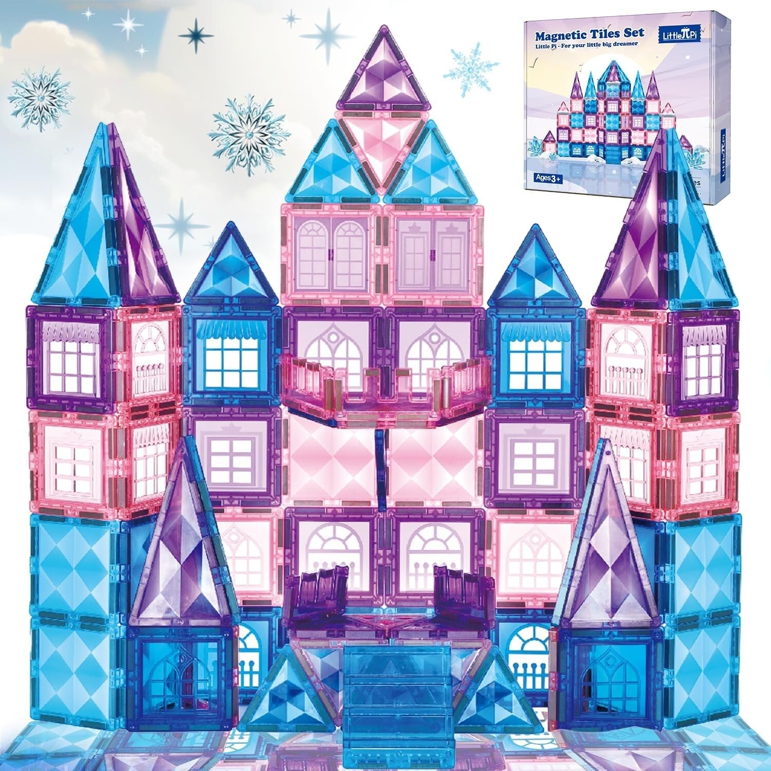 102-Piece Frozen Princess Castle Magnetic Building Blocks - STEM Educational Toy