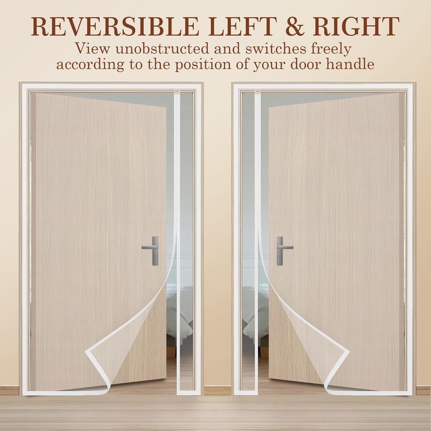 Elegant White Magnetic Screen Door with Hook&Loop - Easy Install, Fits 72" x 82"