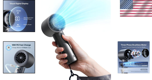 Rechargeable Handheld Fan - Turbo Speed, Compact Size, Ideal for Travel & Sports