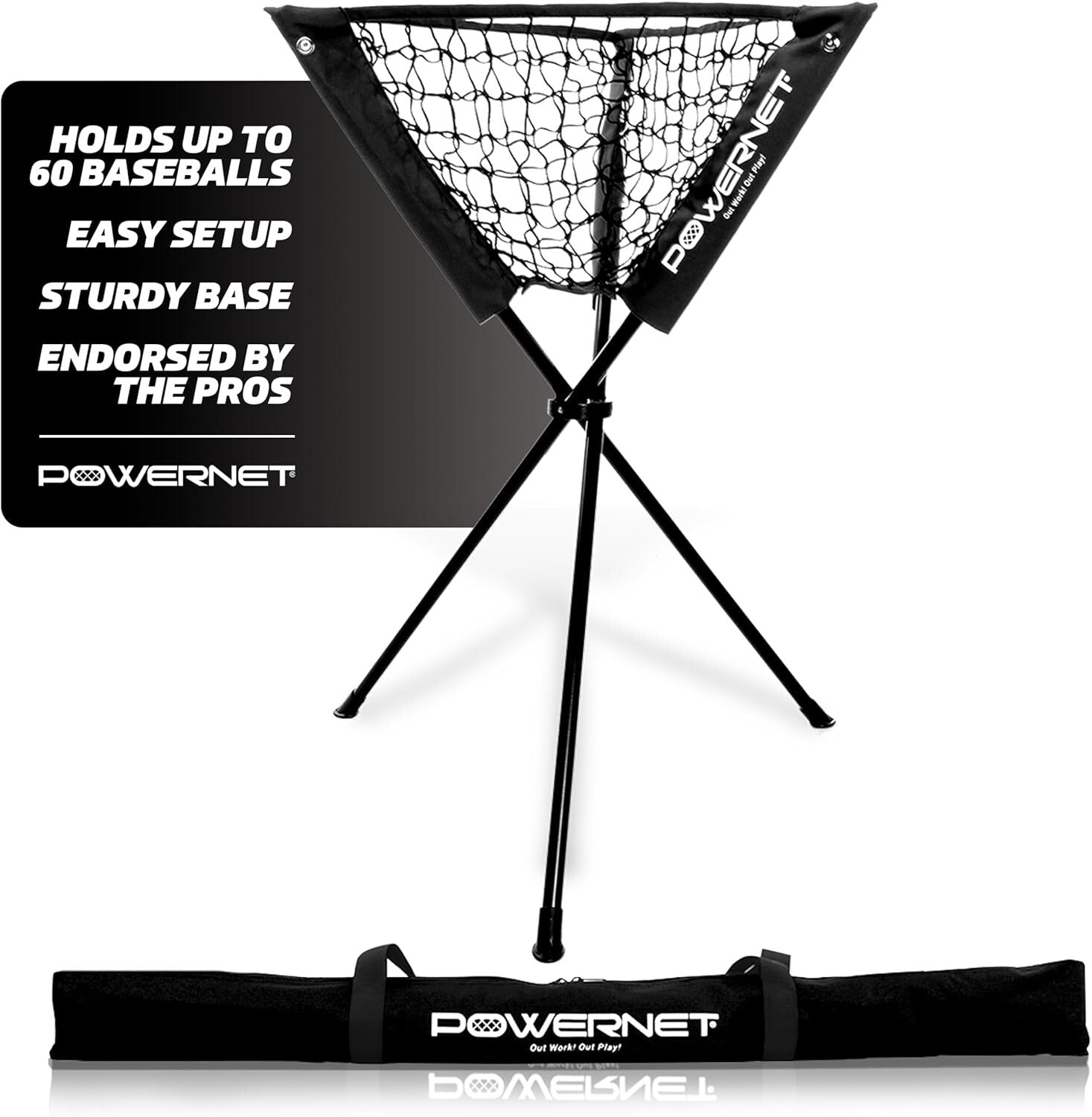 Durable Tripod Ball Caddy - Black, Holds Baseball & Softball, Lightweight Design