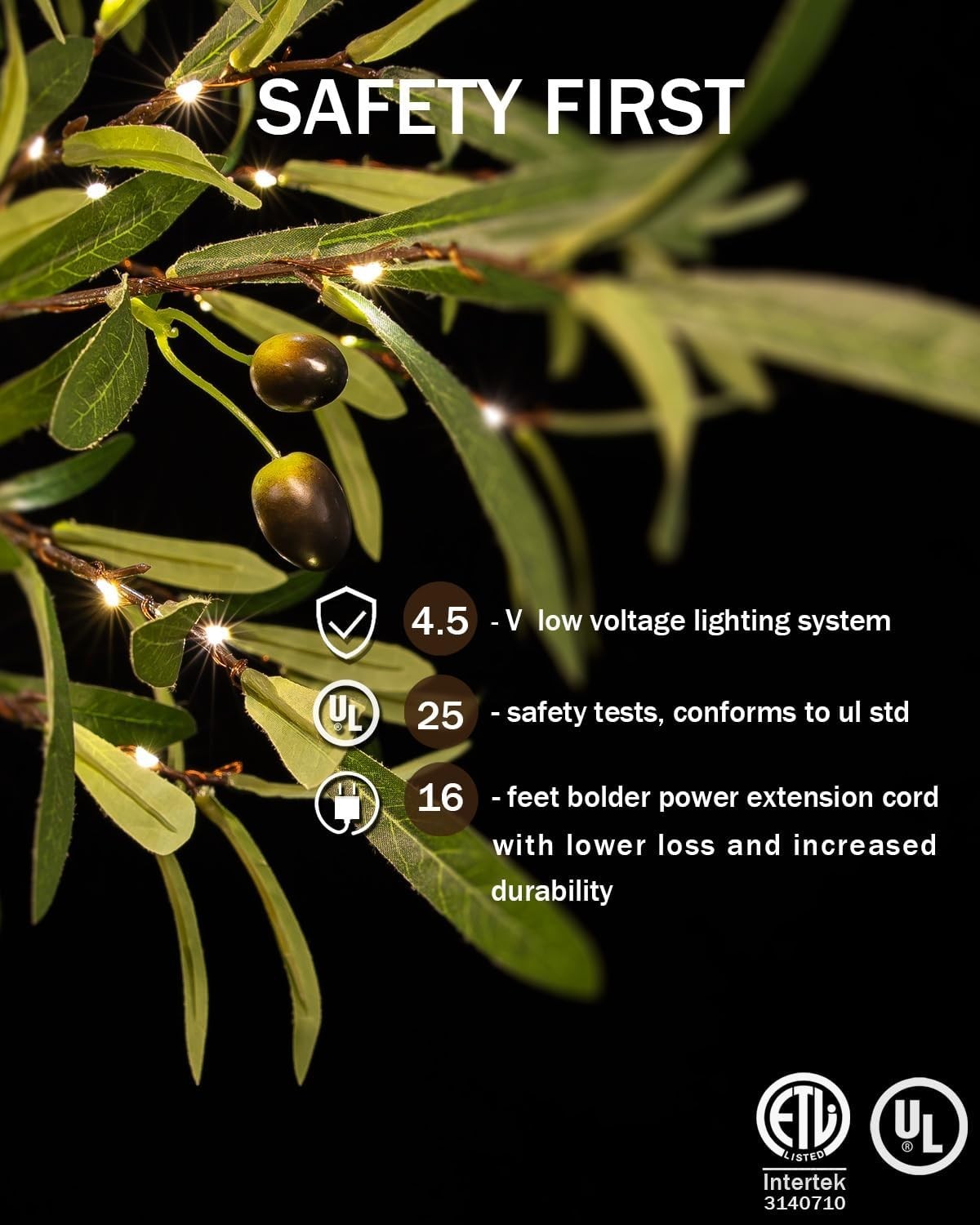 Dimmable Waterproof Olive Tree - 6ft of Warm White LED Elegance for Any Occasion