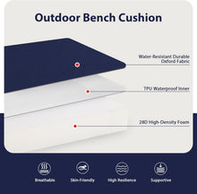 Load image into Gallery viewer, Luxurious 3-Inch Thick Patio Cushion for Outdoor Benches - Colorfast &amp; Durable