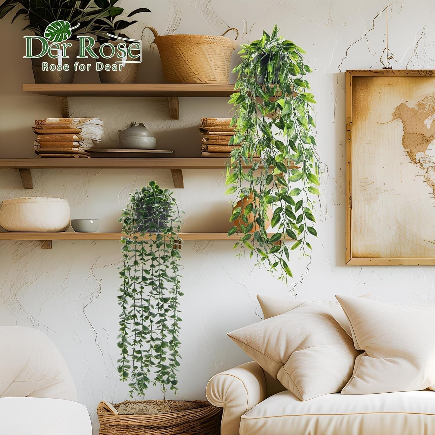 8Pcs Faux Ivy and Eucalyptus with Black Pots - Perfect for Any Room Decor