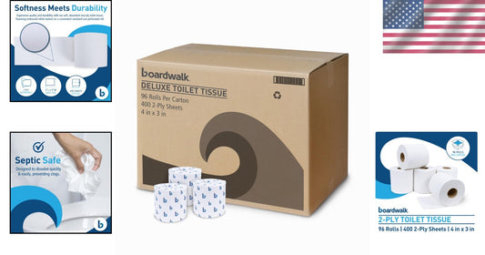 B6144 Eco-Friendly 2-Ply Septic Safe Toilet Tissue - 38400 Sheets in White