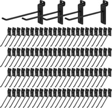 Load image into Gallery viewer, 8-Inch Heavy Duty Matte Black Slatwall Hooks - 96-Pack for Versatile Storage