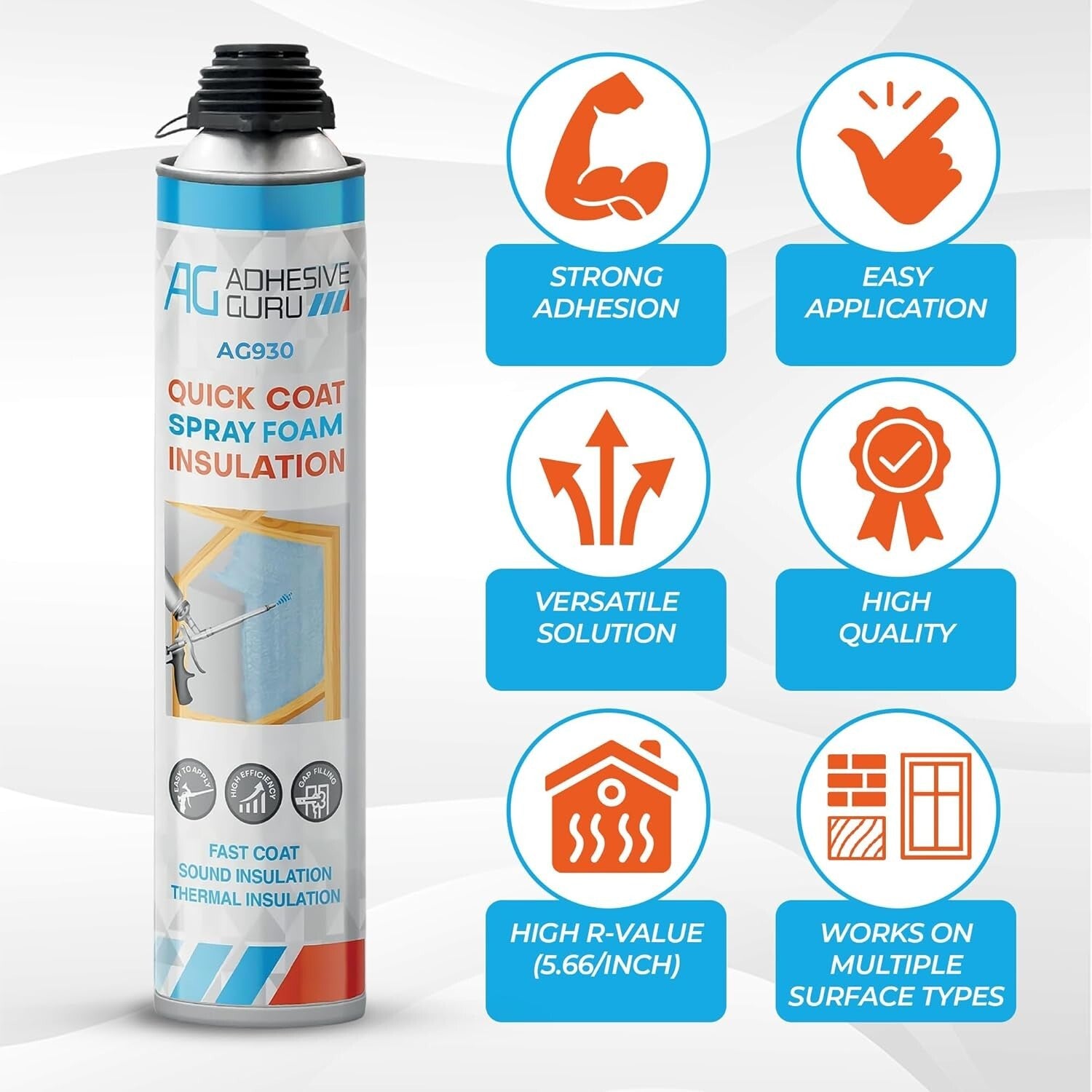 12-Pack Heat Insulation Spray Foam - Fast Curing Polyurethane for All Projects