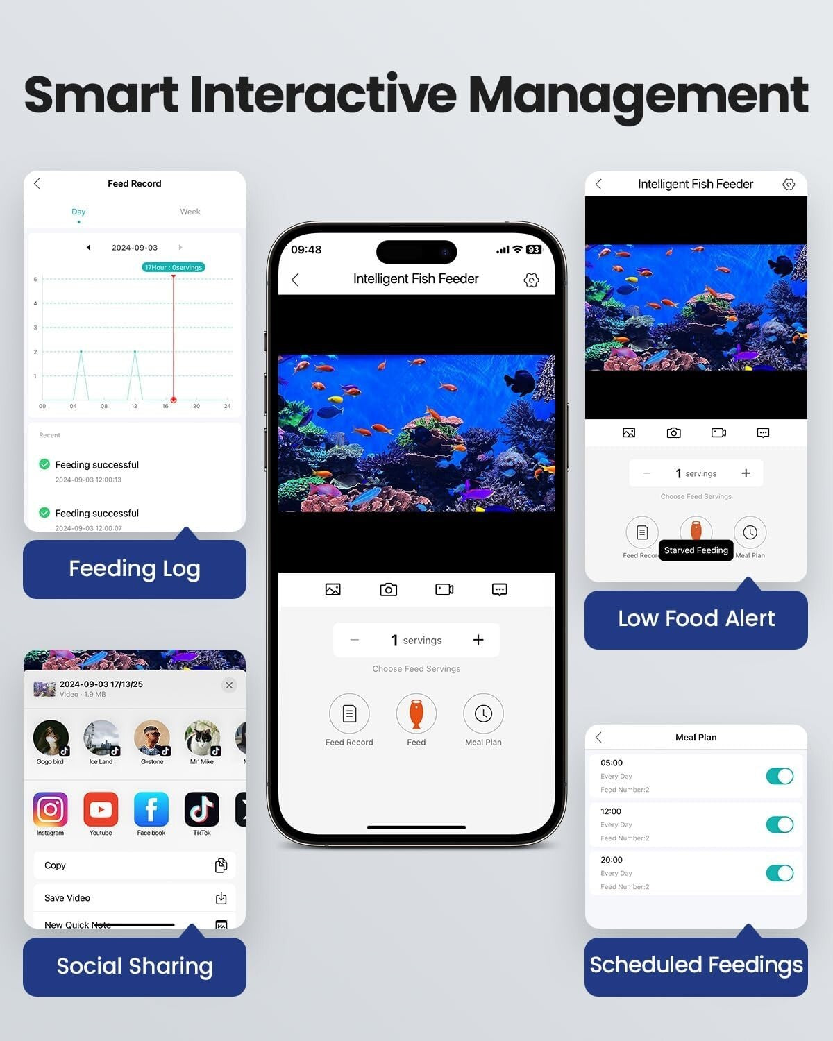 2.4G Precision Fish Feeder with Visual Monitor for Betta and Goldfish Aquariums