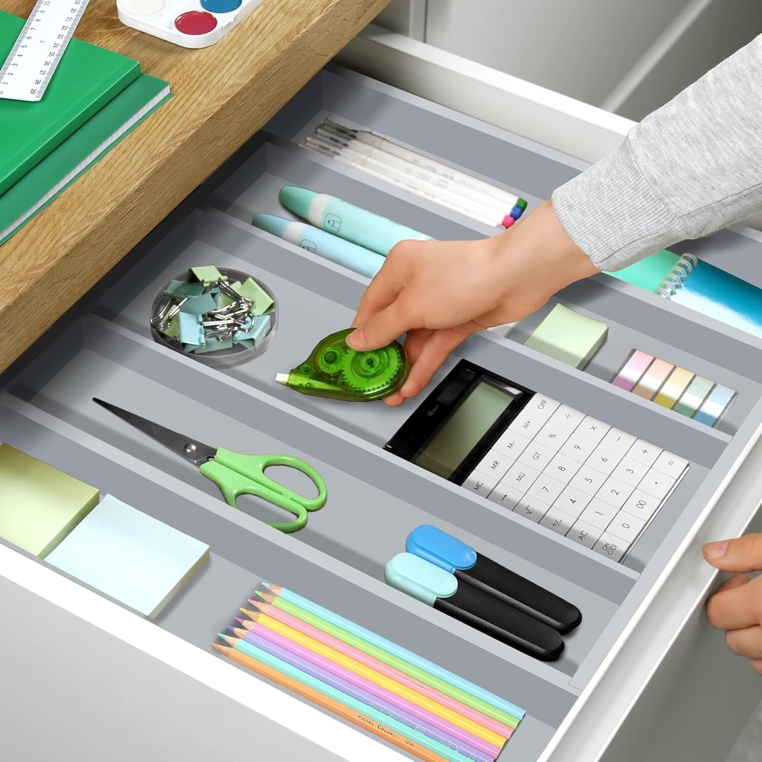 Elegant Bamboo Kitchen Drawer Organizer - Adjustable Silverware and Utensil Tray