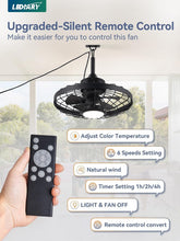 Load image into Gallery viewer, Versatile 20" Caged Ceiling Fan for Patios with Remote &amp; Adjustable LED Light