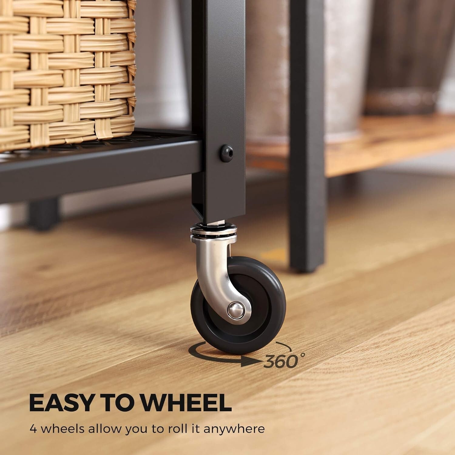 BRYCE 3-Tier Kitchen Utility Cart on Wheels - Rustic Brown and Black Elegance