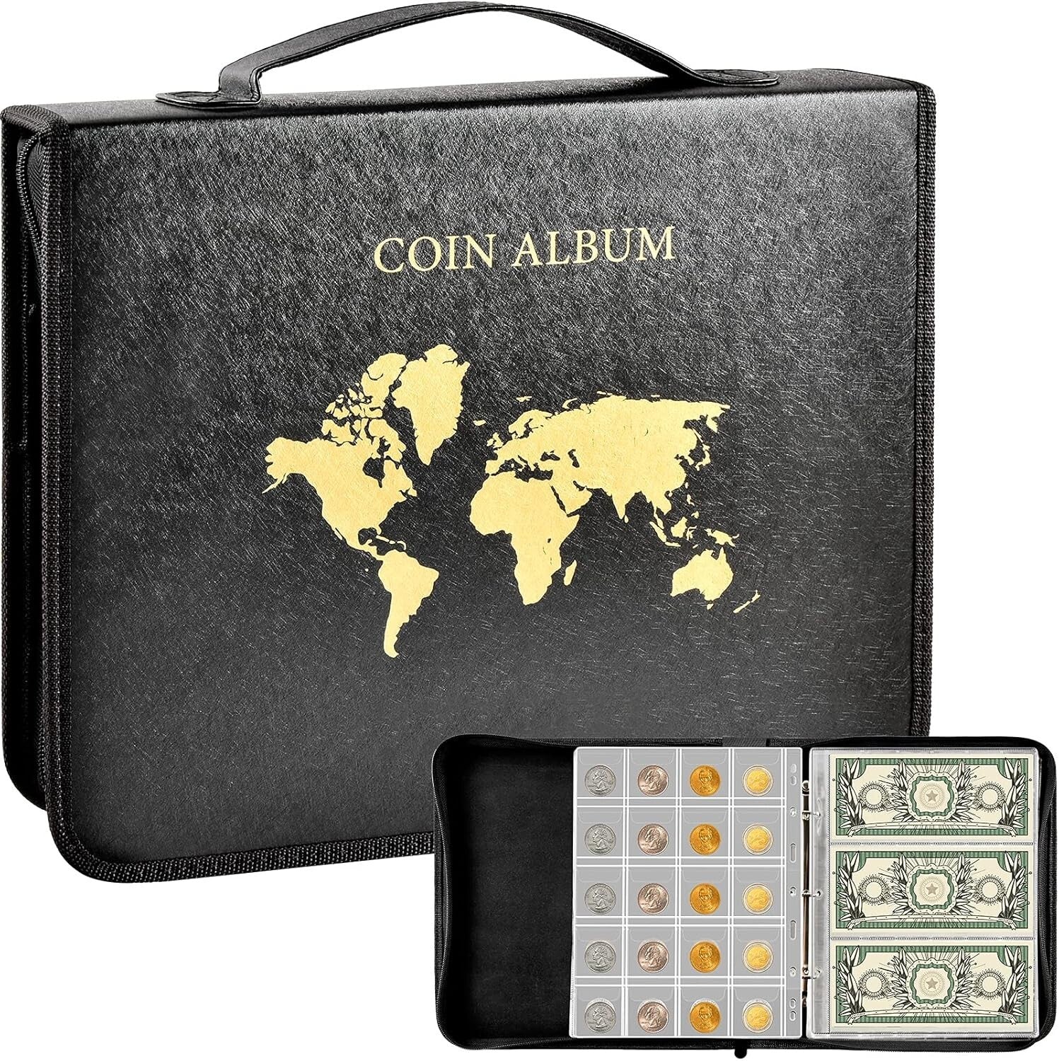 Elegant Coin Album with 230 Pages - Ideal for Collectors of Coins & Paper Money