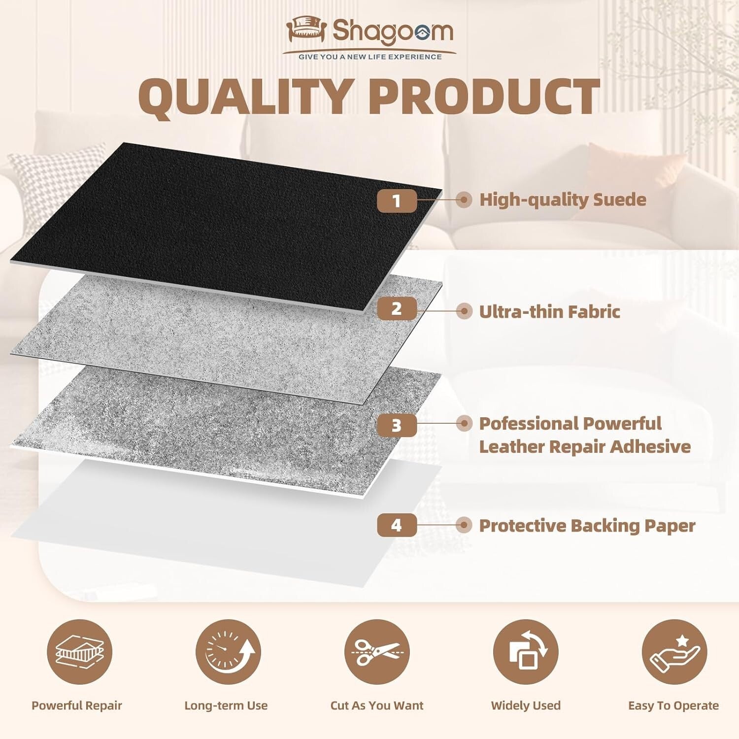 Self-Adhesive Suede Repair Patch - 17X158 Inches for Furniture and Clothing