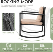 Load image into Gallery viewer, All-Weather 3 Piece Rattan Conversation Set - Black Bistro Chairs &amp; Table