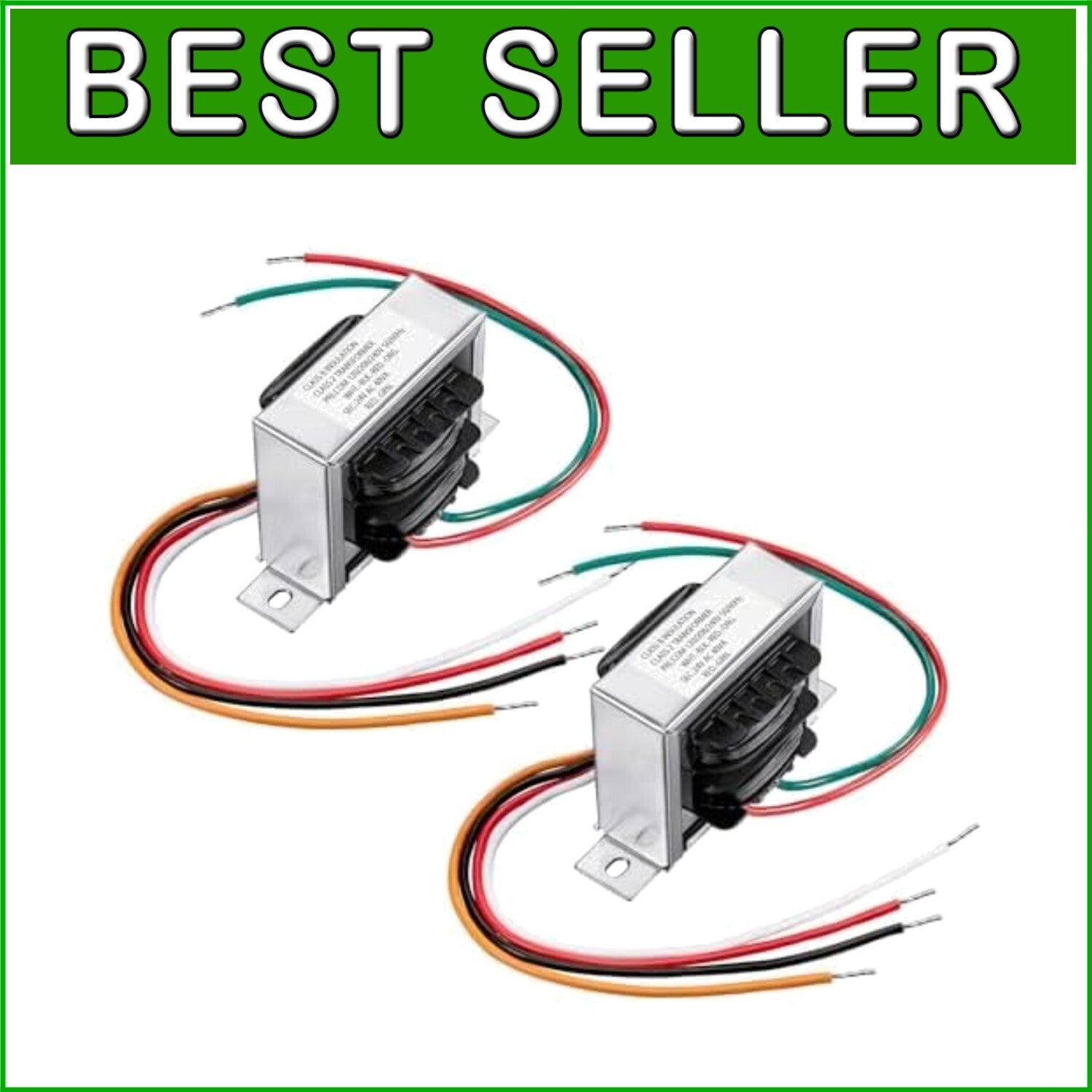 UL Certified 24V Control Transformer - Perfect for HVAC Applications (2 Pk)