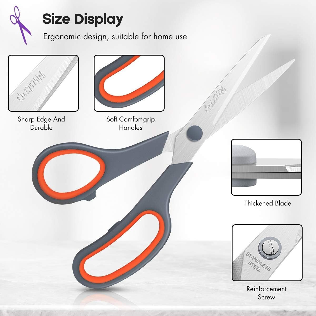 Ambidextrous 8" Cutting Scissors Set of 50 - Comfort and Precision Guaranteed
