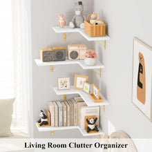 Load image into Gallery viewer, Elegant 4-Tier Wall Mounted Shelves – Rustic Wood for Any Room - 40 lbs Capacity