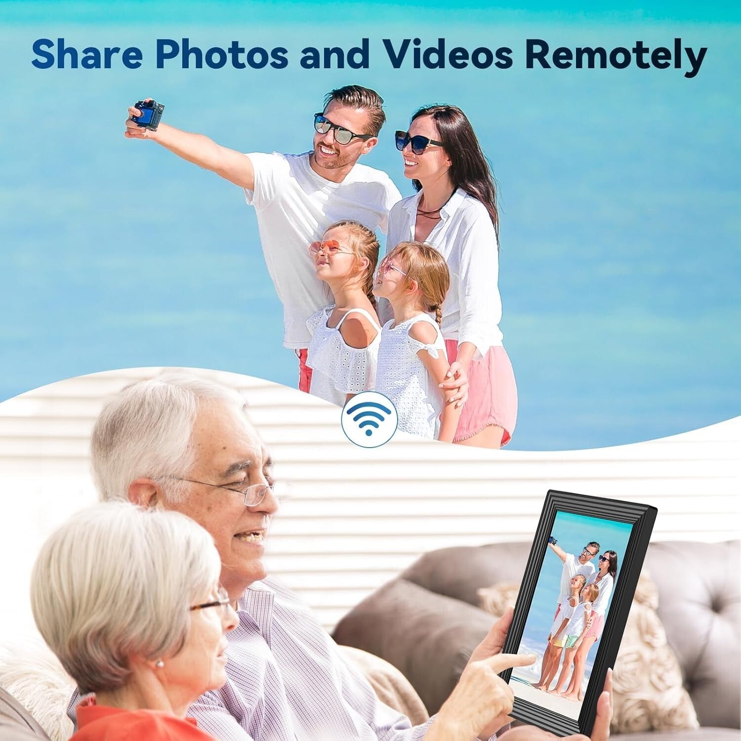 Versatile 10.1" WiFi Digital Frame with Detachable Holder - View Your Memories