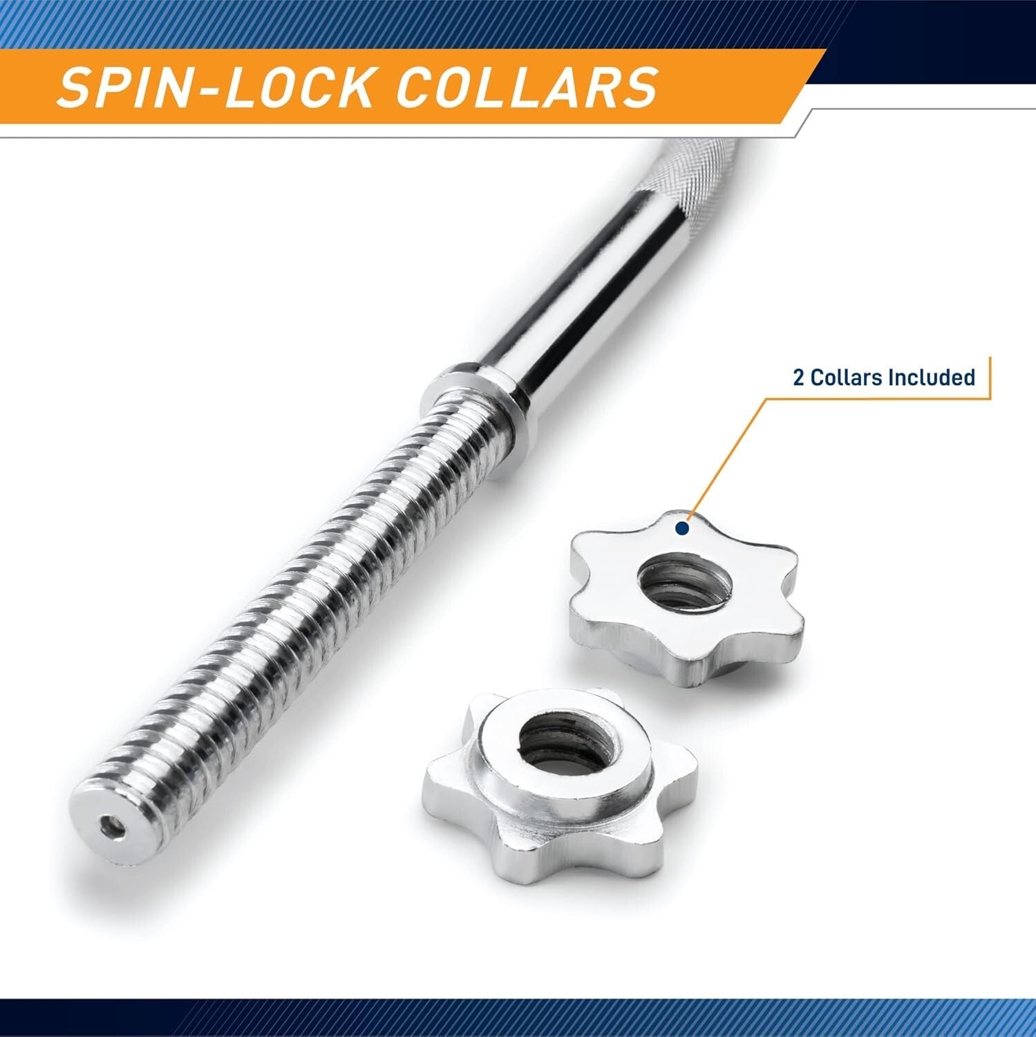 Ergonomic 48-inch Chrome Curl Bar with Spin-Lock Collars for Safe Weightlifting