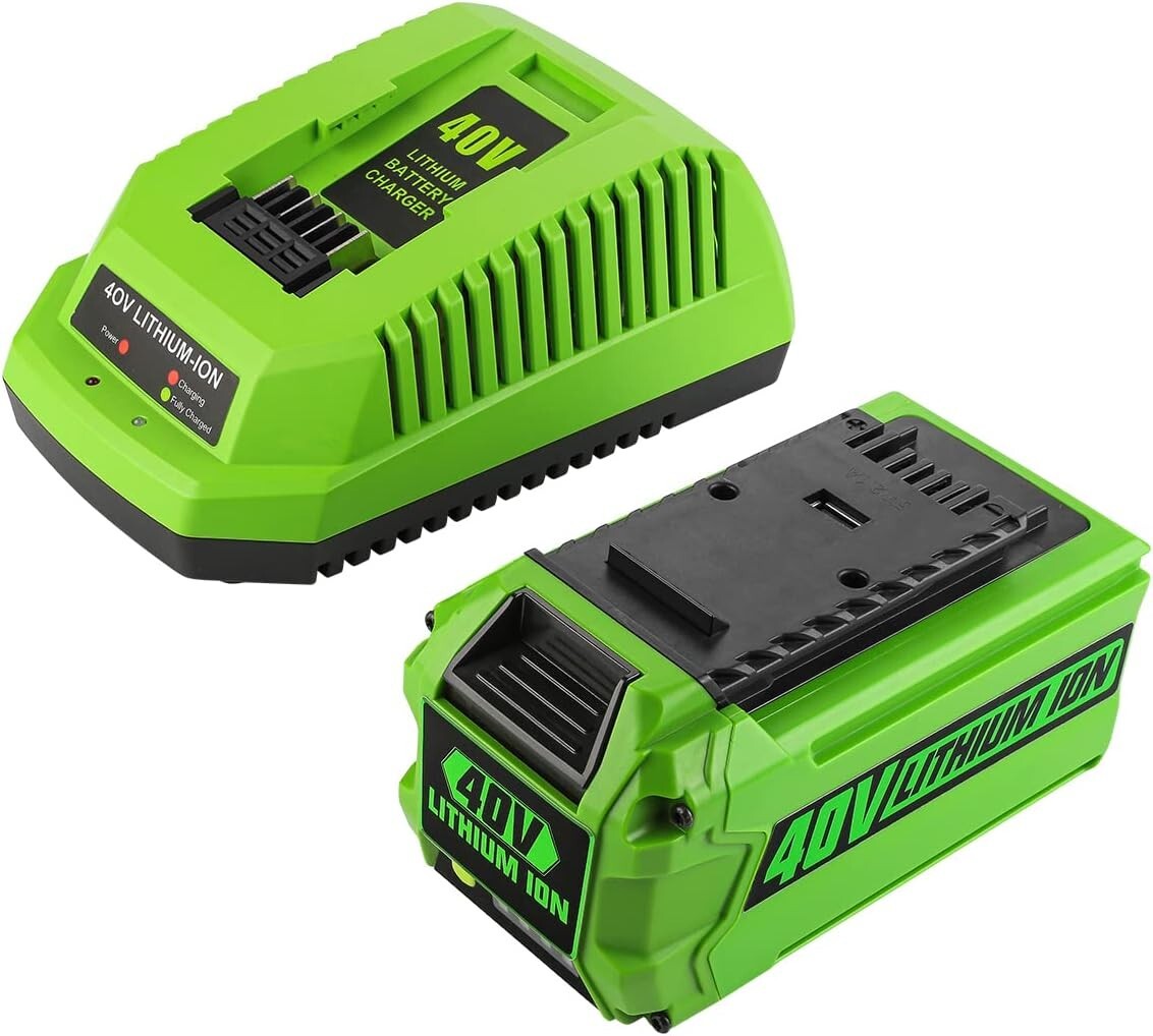 Lightweight Replacement 40V Greenworks Battery with 2A Fast Charger Included