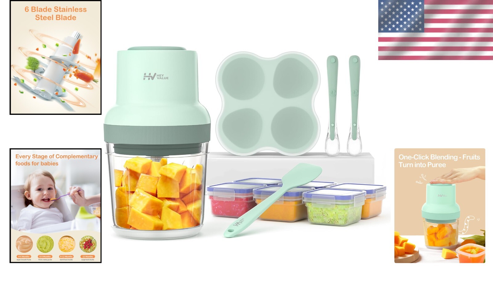 Effortless Baby Food Maker Set with 600ml Glass Bowl & Stainless Steel Blades