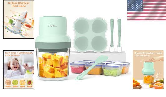 Effortless Baby Food Maker Set with 600ml Glass Bowl & Stainless Steel Blades