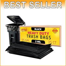 Load image into Gallery viewer, Durable 2 Mil Black Trash Bags - 25 Count for Industrial &amp; Residential Waste