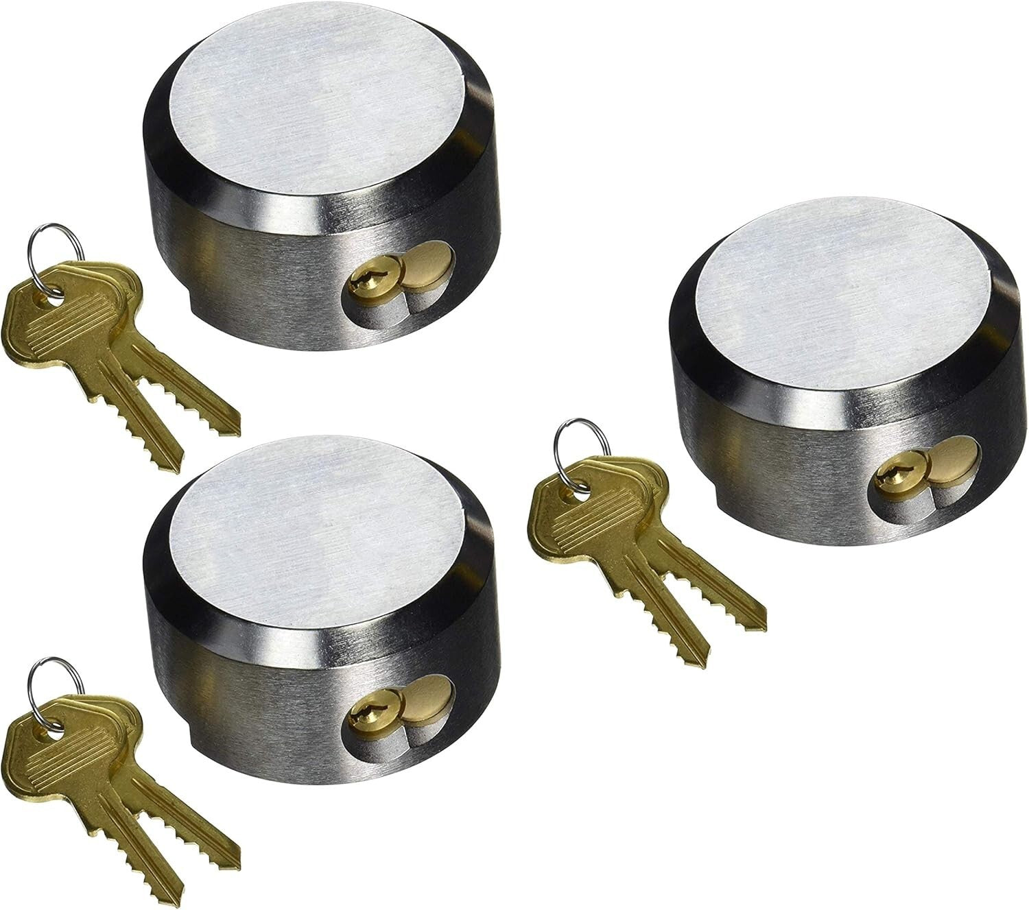 Weather-Resistant Puck Locks - Portable Solid Steel Trailer Lock, 3 Pack