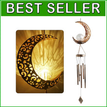 Load image into Gallery viewer, Unique Solar-Powered Moon Wind Chime - Beautiful Outdoor Decor for Any Occasion