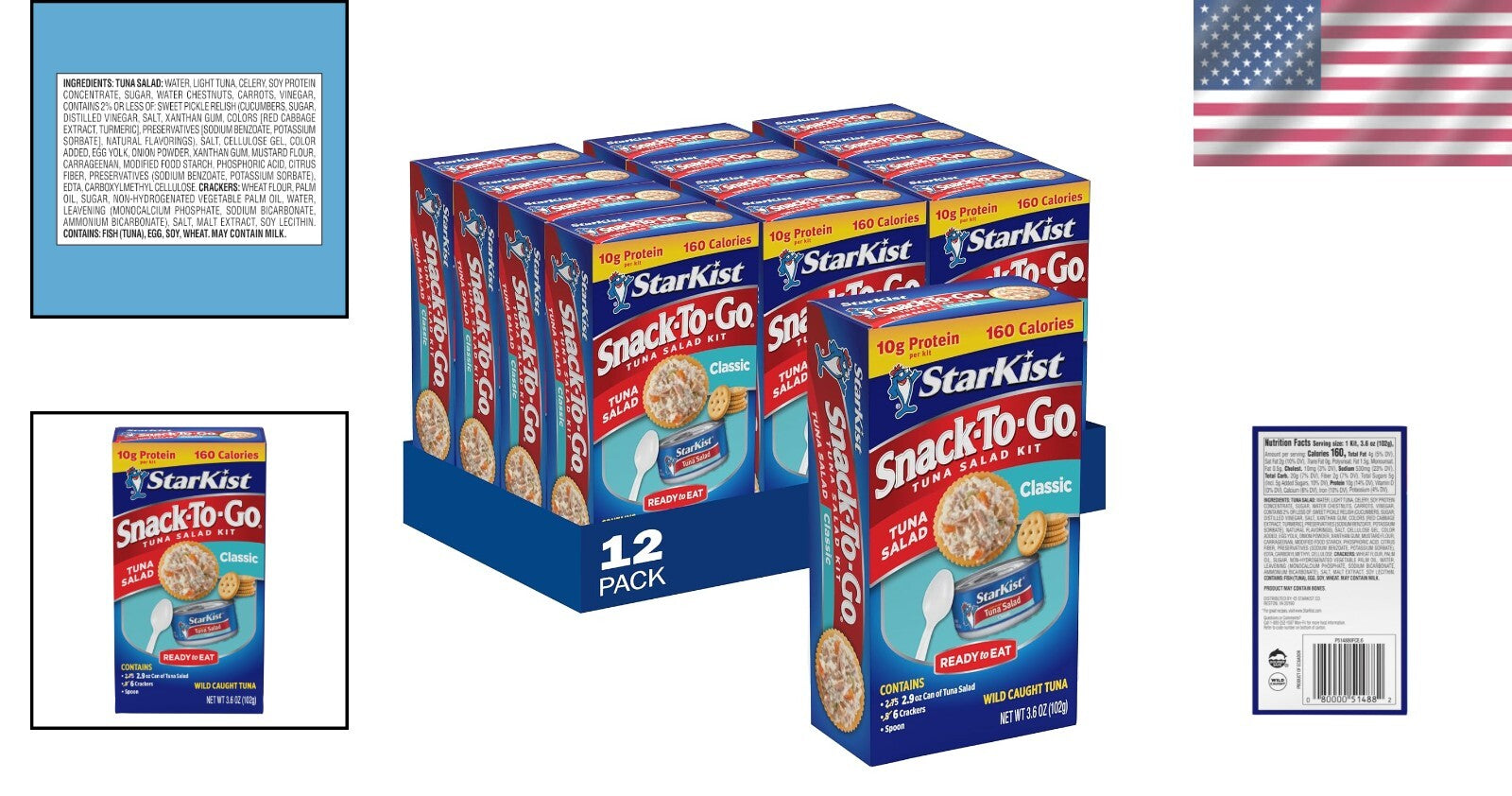 12-Pack Ready-to-Eat Tuna Salad Kits with Crackers - Quick & Delicious Meals