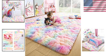 Load image into Gallery viewer, Fluffy Rainbow Area Rug 5x8 Feet - Perfect for Kids' Playroom &amp; Nursery Decor