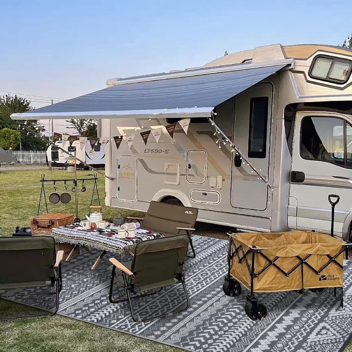 Durable UV Stabilized Reversible Mat 6' x 9' for Backyard and Beach Adventures