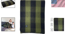Load image into Gallery viewer, Large Green Buffalo Plaid Wool Blanket - Warm and Washable for All Seasons
