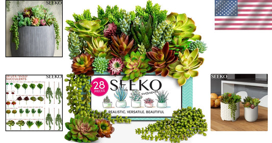 Premium 28-Piece Faux Succulent Plant Set – Effortless Home Aesthetics
