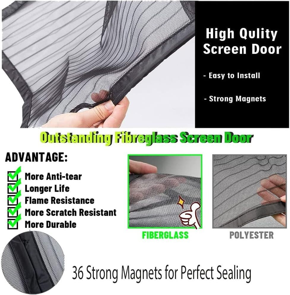 Easy Install Magnetic Garage Door Screen 8x7ft - Durable & Refreshing Airflow