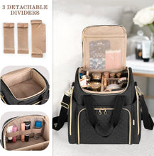 Load image into Gallery viewer, Black Travel Cosmetic Bag with Protective Padding and Multiple Storage Features
