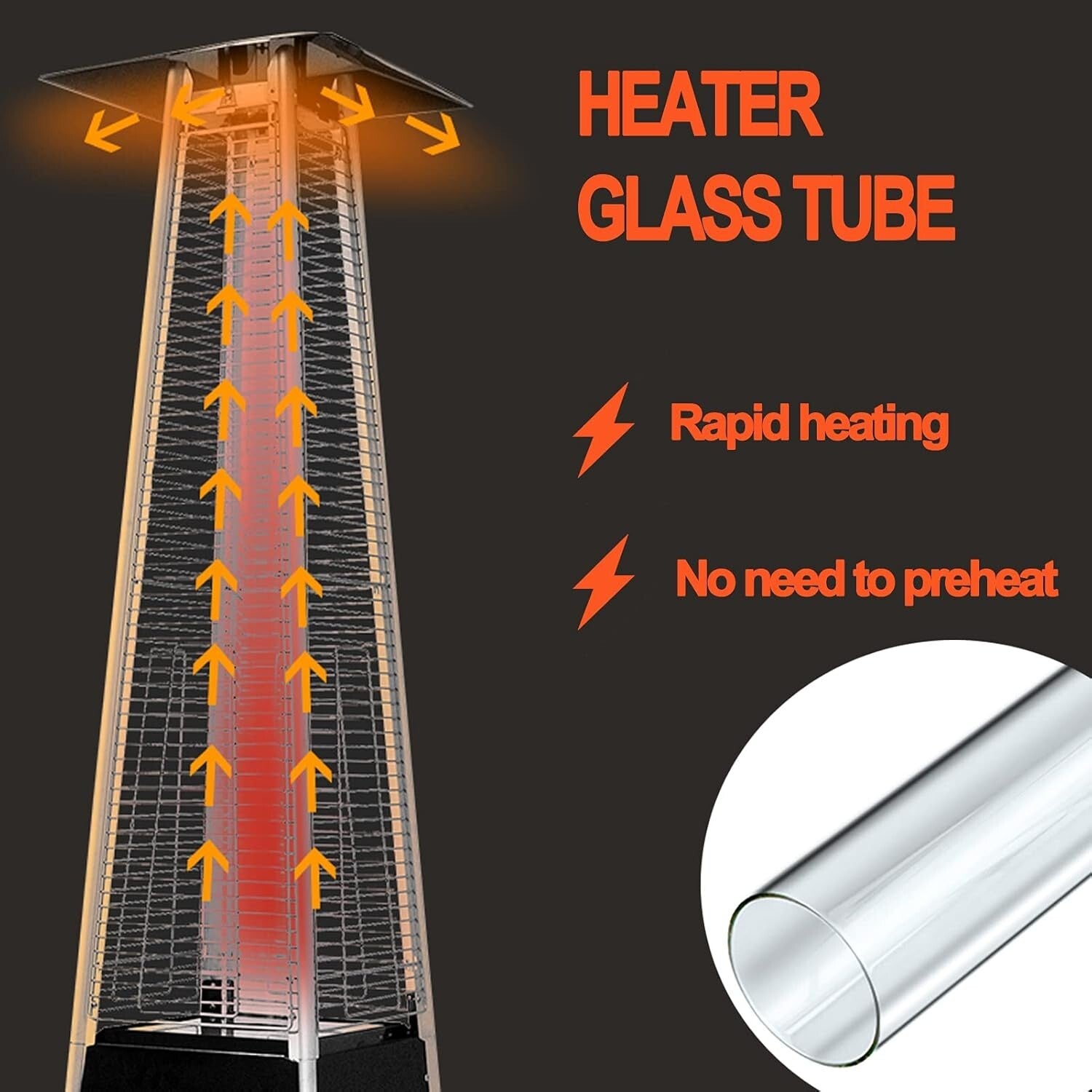 Outdoor Heater Replacement Tube 49.5" with Silicone Ring - Fits Multiple Brands