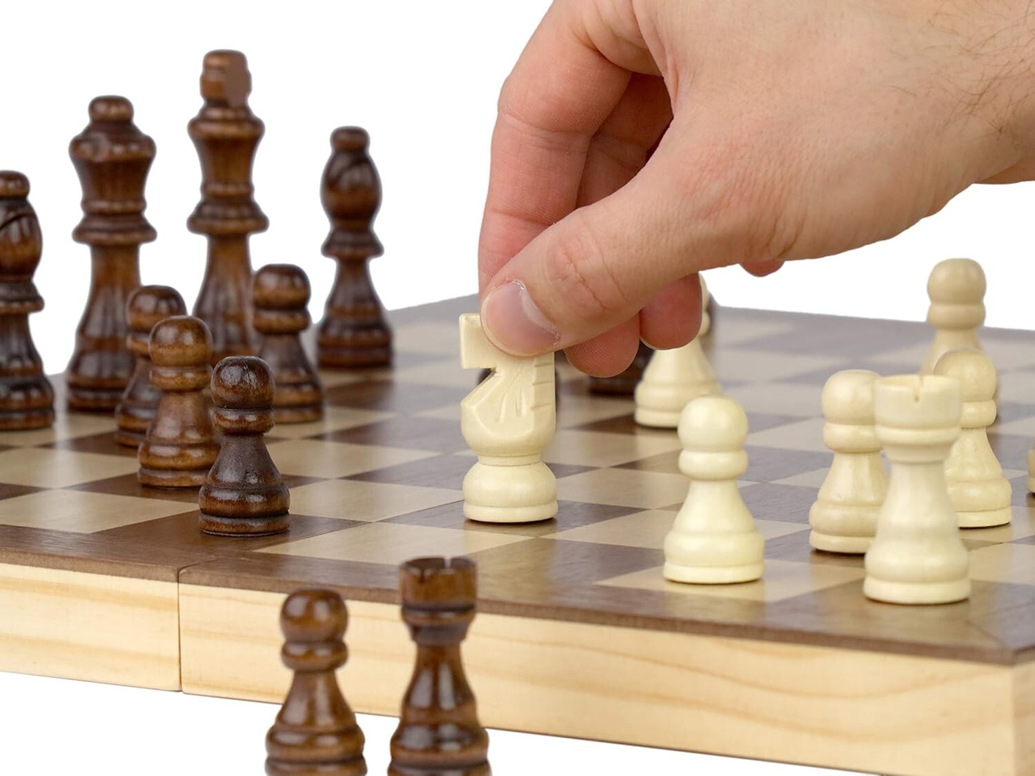 Artisan Wooden Chess Set with 15 x 15 Folding Board - Perfect Family Game Night