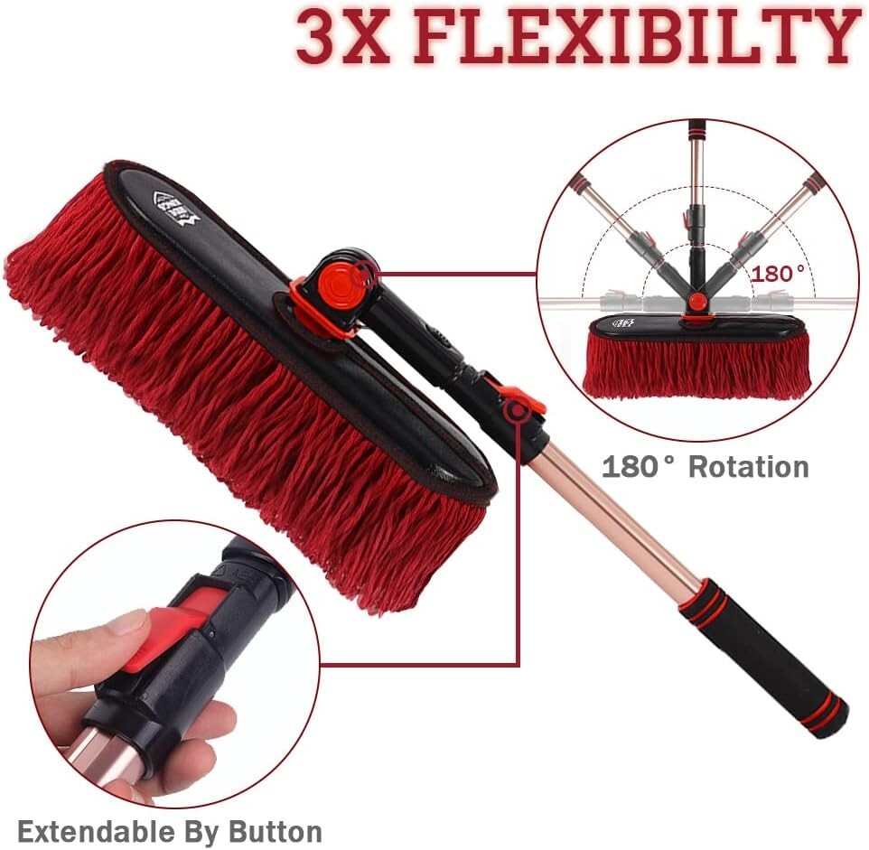 Microfiber Car Duster with Detachable Handle - Scratch-Free Cleaning Solution