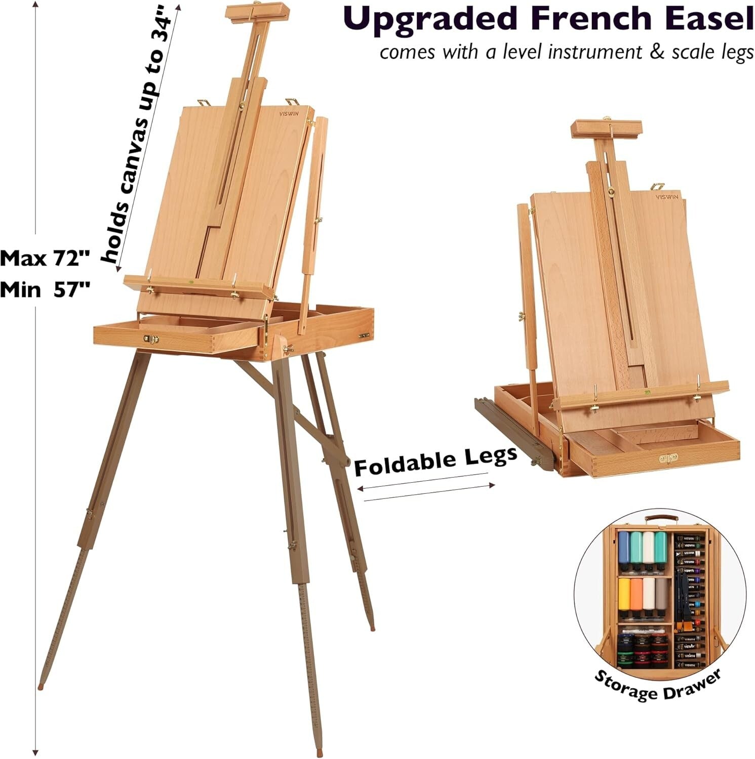 Ultimate 147-Piece Painting Kit with French Easel and 30 Brushes for Creatives