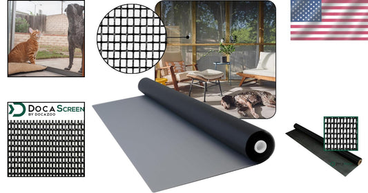 Heavy-Duty Pet Screen Mesh 48” x 100 ft for Window & Door Protection - Charcoal