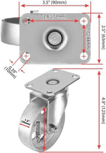 Load image into Gallery viewer, Set of 4 Heavy-Duty 4" Metal Swivel Caster Wheels - 400lbs Capacity Each