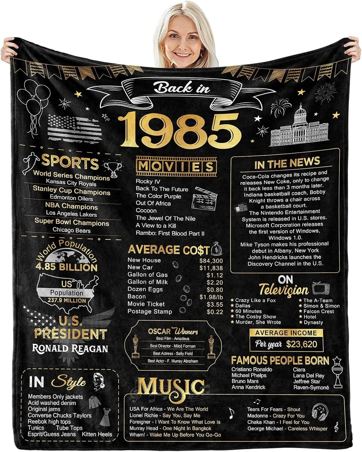 Golden 1985 Fleece Throw Blanket - Perfect 40th Birthday & Anniversary Gift