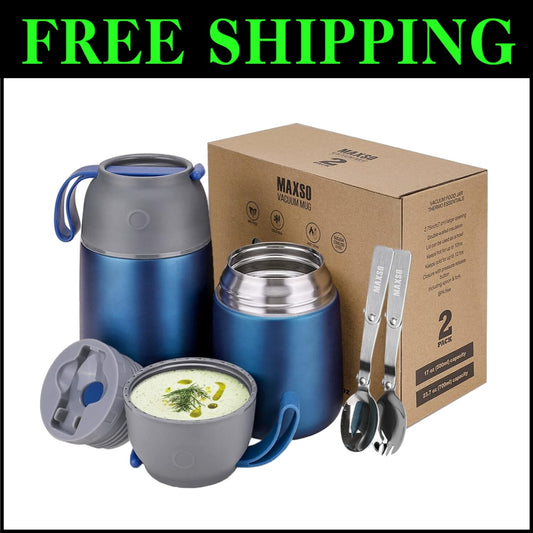 Stainless Steel Vacuum Food Jars - Keep Meals Hot & Cold for 24 Hours