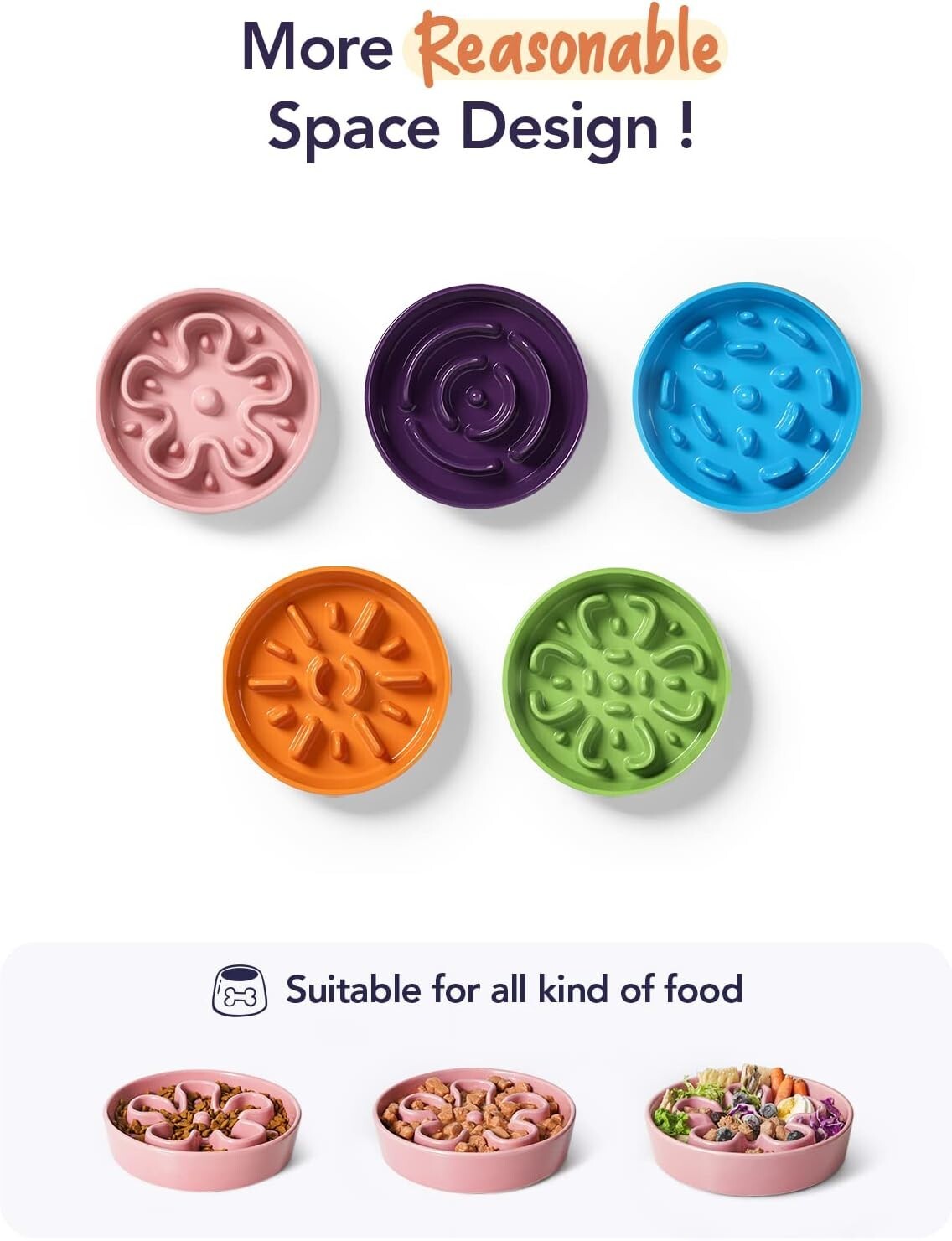 Elevated Ceramic Slow Feed Dog Bowls - Anti-Gulping Design for Healthy Eating