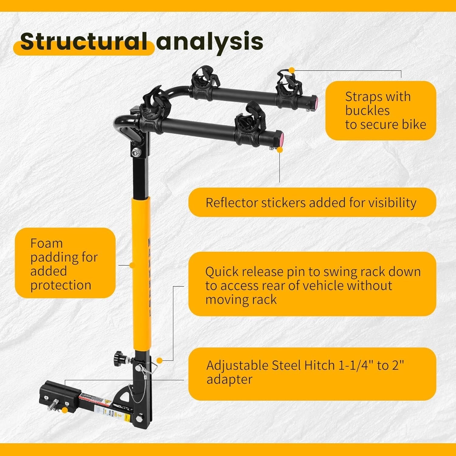 Foldable Hitch Mount Bike Rack for SUVs & Trucks - 100 lb Capacity, 2 Bikes