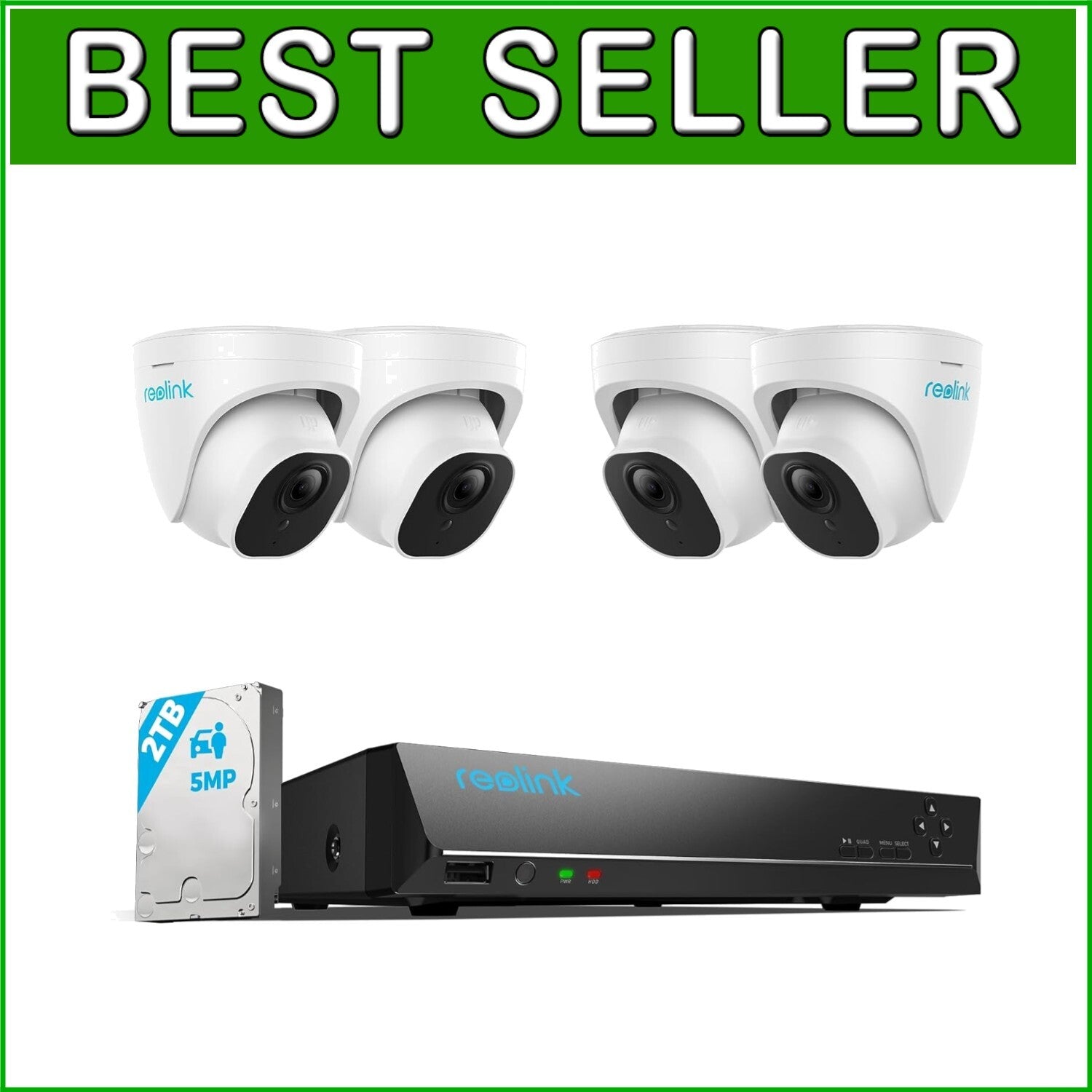 5MP Security Camera System - 24/7 Recording with Smart Detection & Night Vision