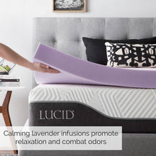 Load image into Gallery viewer, Ultra-Plush 4-Inch King Size Lavender Memory Foam Topper with Ventilated Design