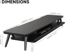 Load image into Gallery viewer, 42.5 Inch Ergonomic Dual Monitor Riser - Stylish Desktop Organizer with Storage