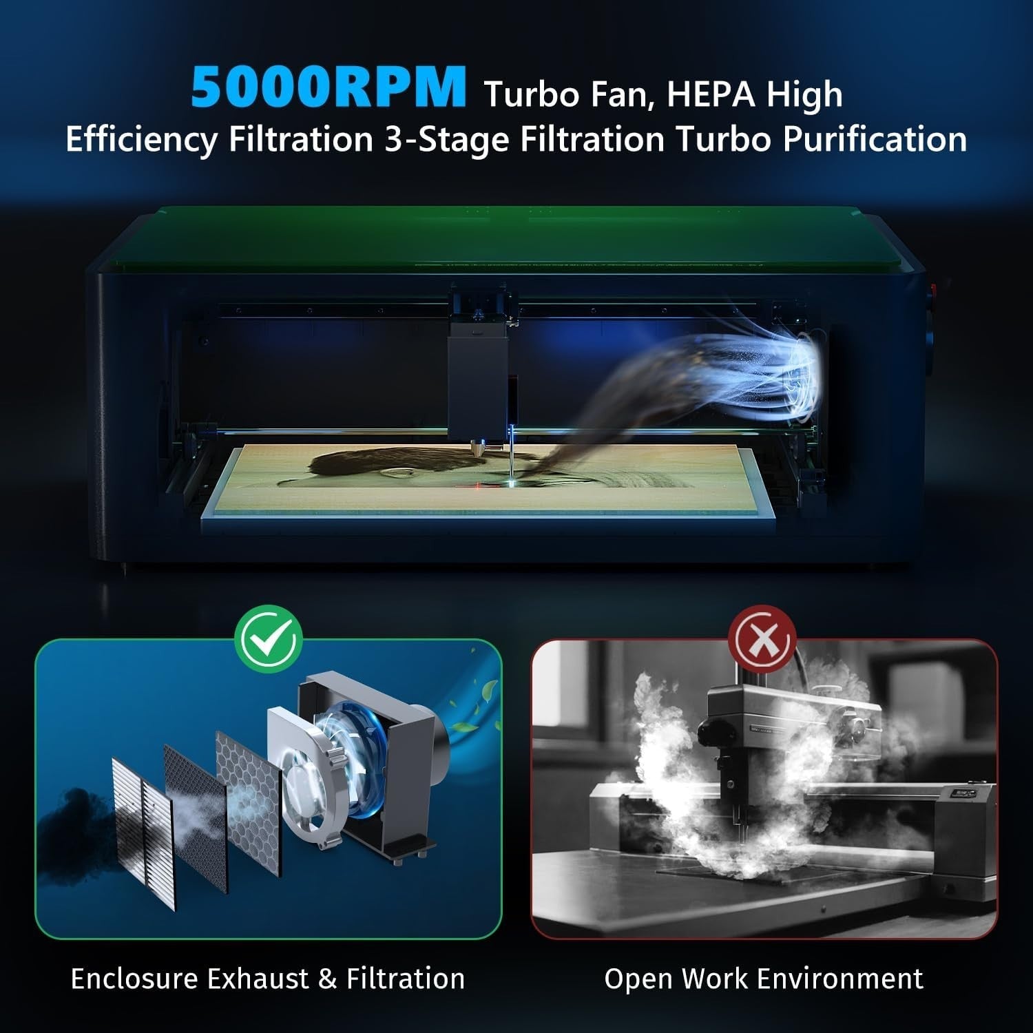 Precision 10W Laser Cutter with Air Assist - Ideal for Wood, Metal, Acrylic