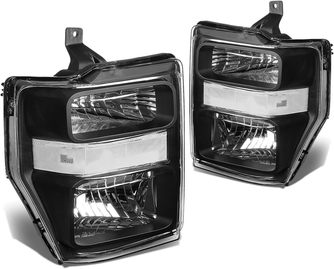 Direct Fit Black Clear Halogen Headlights for 2008-2010 Super Duty Trucks